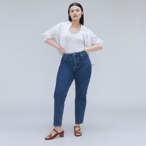 Everlane 90s Cheeky Jeans‎ Medium Blue Wash Organic Cotton Button Fly Size 32/14
